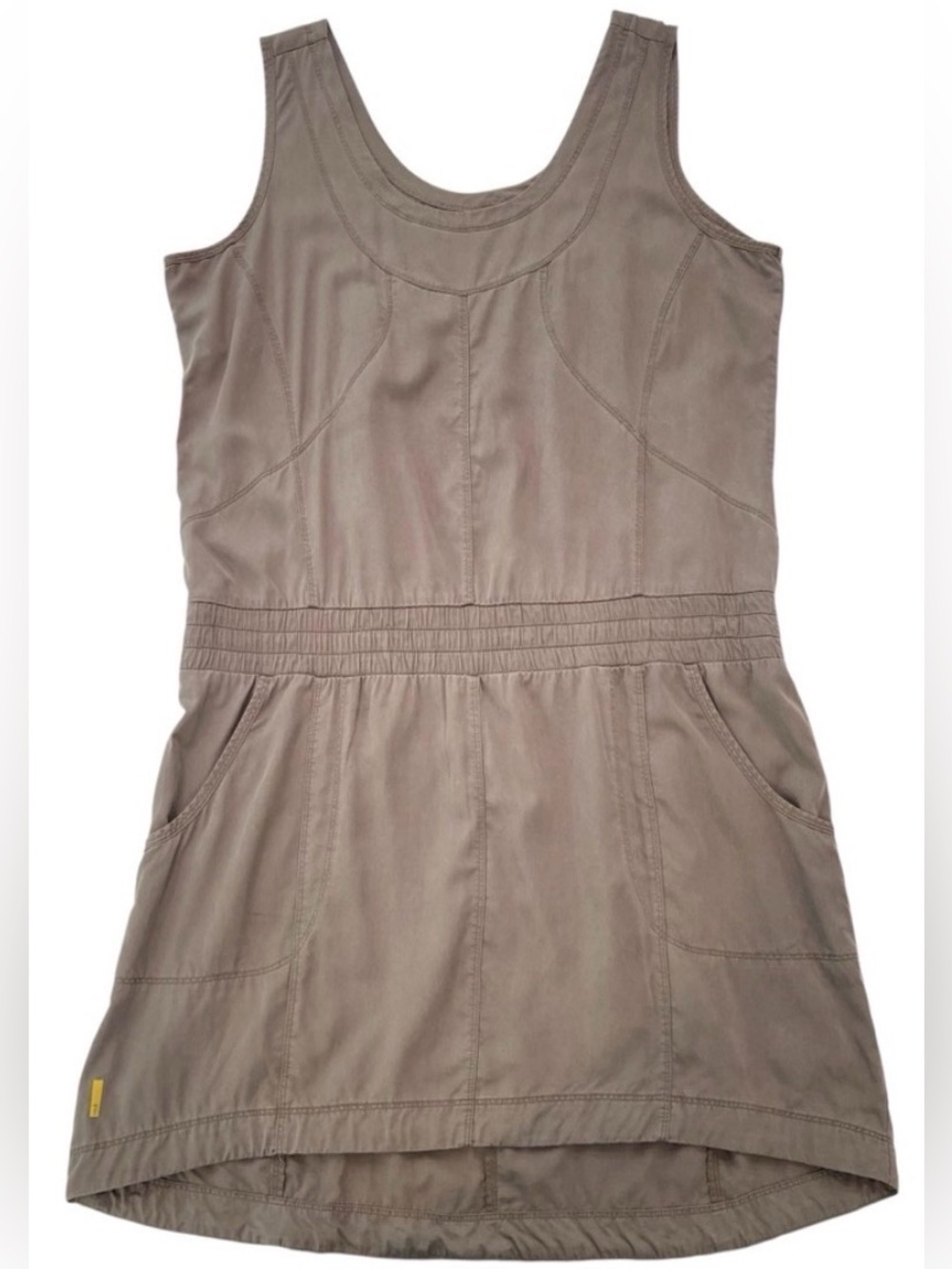 Lole summer shirt dress UPF50 elastic waist zip pocket scoop neck brown SIZE XL